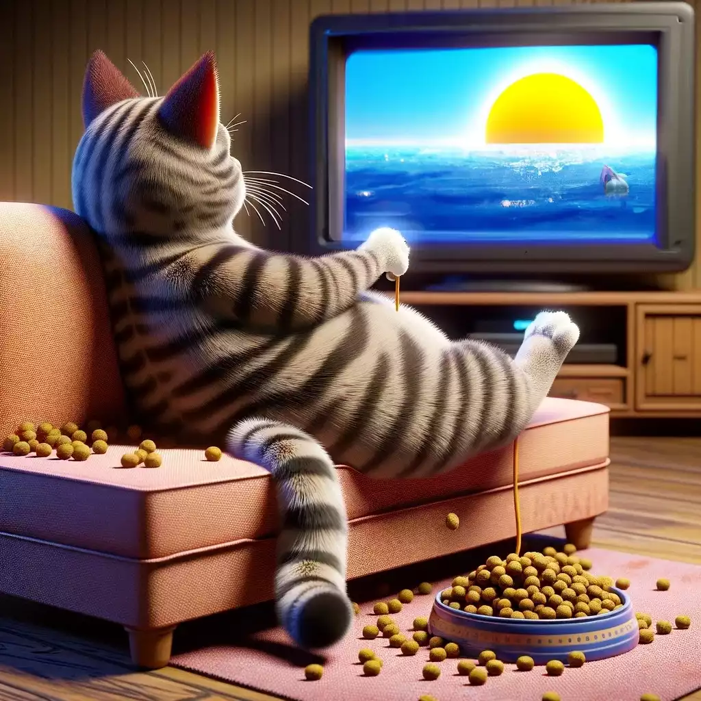 un chat sur le canapé qui regarde la télévision