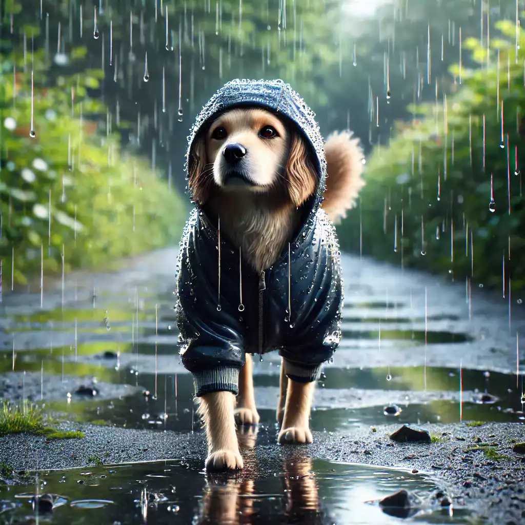 Un chien assis avec une chronomètre attaché à son collier