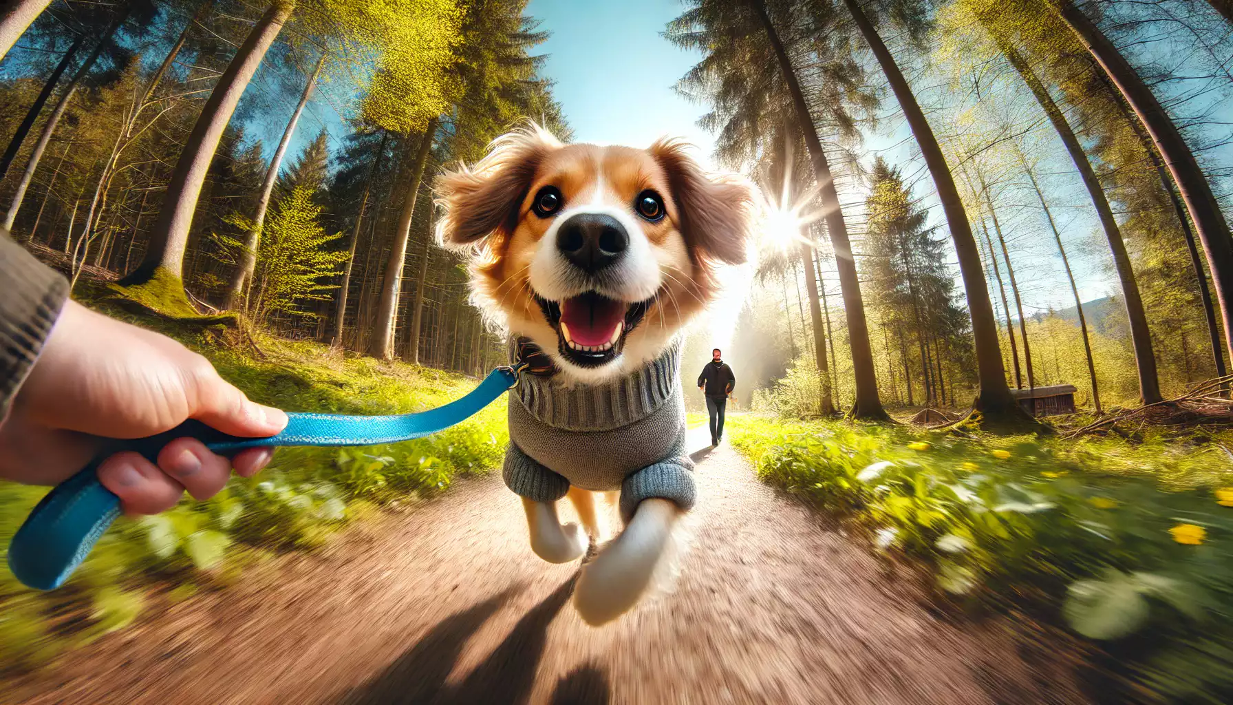 Un chien qui se balade en forêt